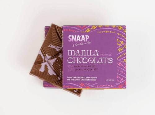Snaap Manila Chocolate gourmet bar in purple packaging