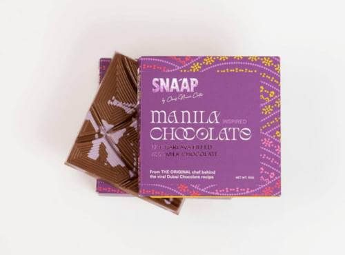 Snaap Manila Chocolate gourmet bar in purple packaging
